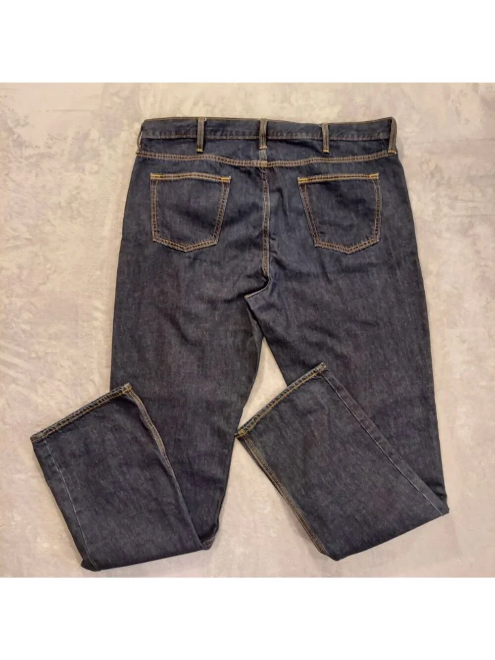 Old Navy dark mens straight 42x36 jeans measure 43x35.5 high rise 100% cotton